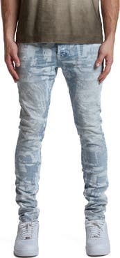 PURPLE BRAND Grunge Print Skinny Fit Stretch Jeans