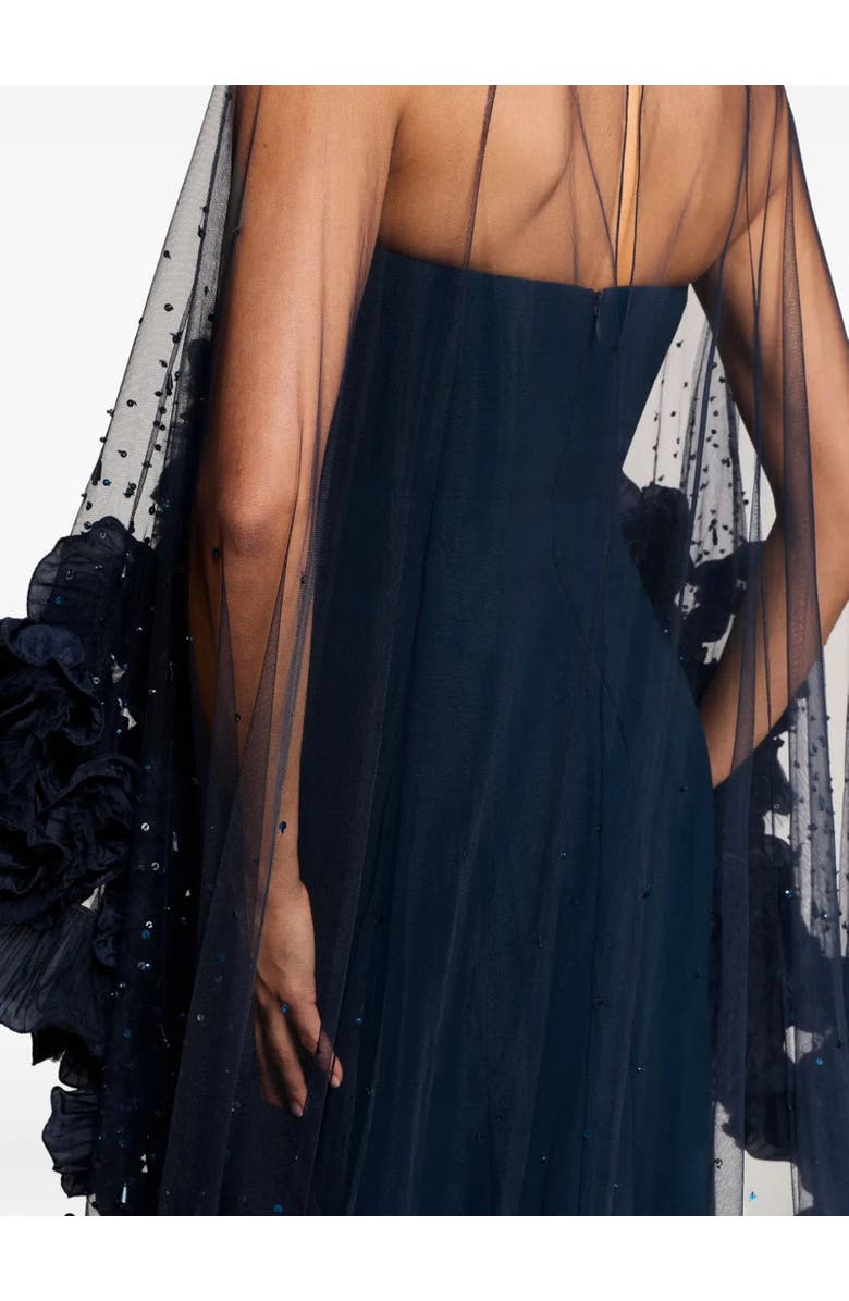 Jenny Packham Petal Bloom Ruffle-Detailed Maxi Dress, Alternate, color, Blackthorne Blue