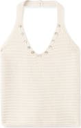 MANGO TEEN Crochet Knit Button Embellished Halter Top