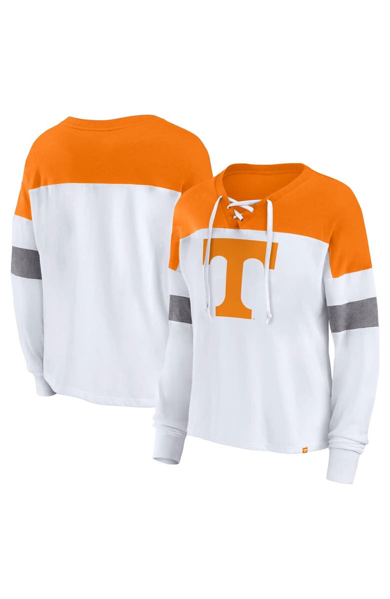 FANATICS Women's Fanatics  White Tennessee Volunteers Lace-Up Long Sleeve T-Shirt, Main, color, 