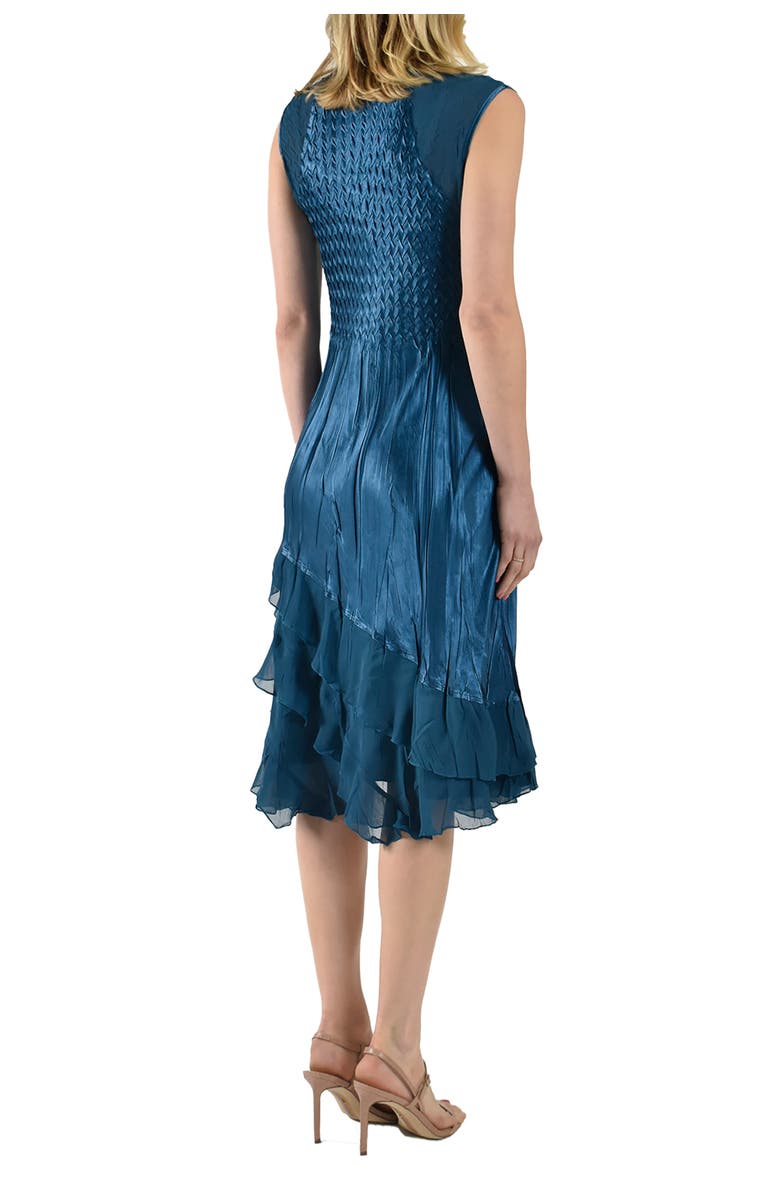 Komarov Wide Sleeve Charmeuse & Chiffon Tiered Dress with Jacket, Alternate, color, Mediterranean
