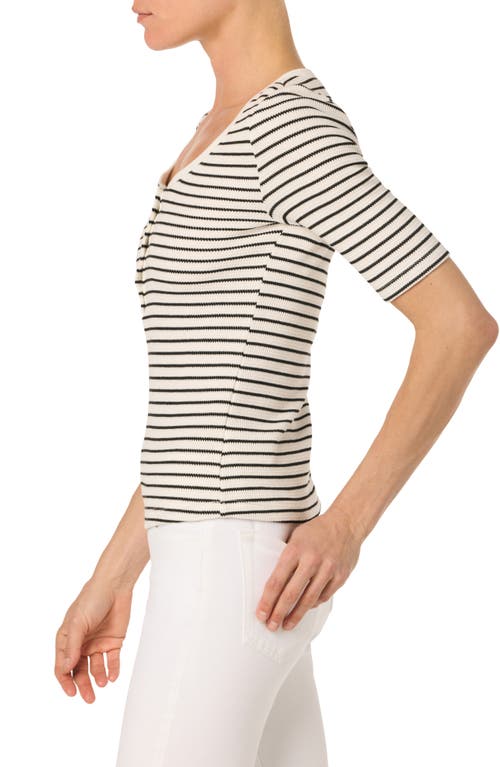 Joe's Stripe Short Sleeve Henley In Black/white Stripe