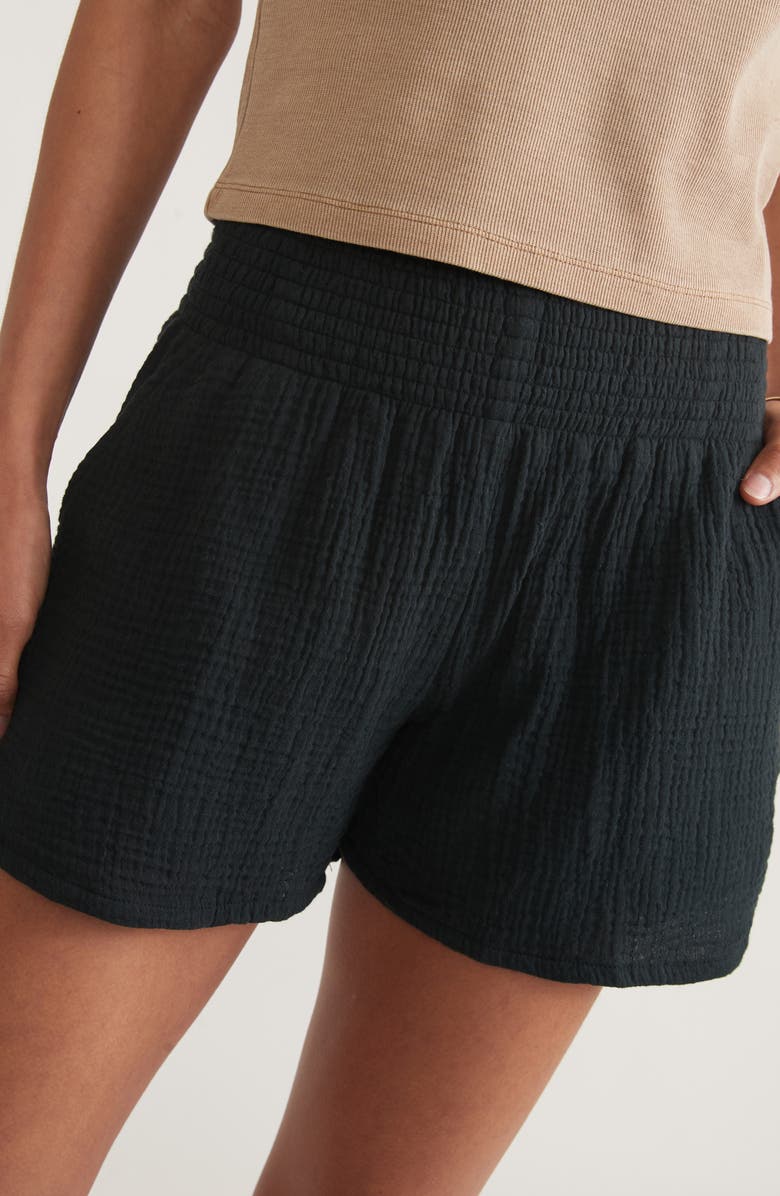 Marine Layer Corinne Smocked Double Cloth Cotton Shorts, Alternate, color, 