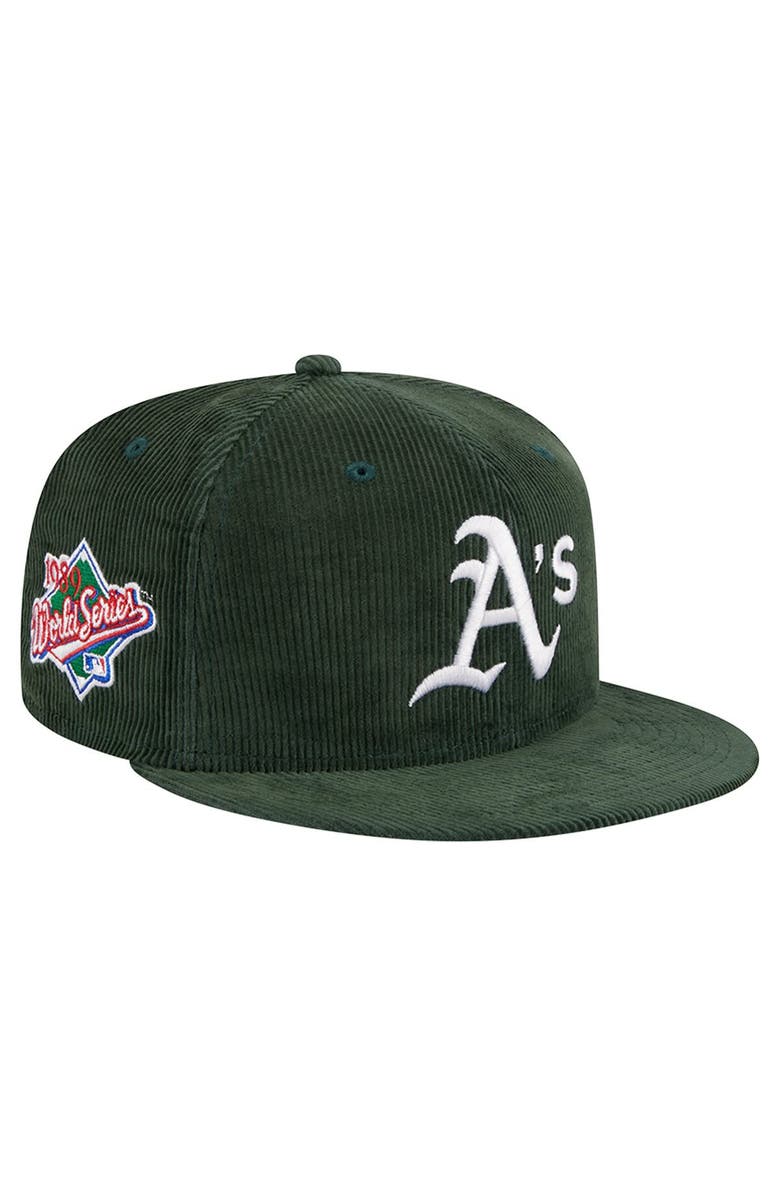 New Era Men's New Era Green Oakland Athletics Throwback Corduroy 59FIFTY Fitted Hat, Main, color,