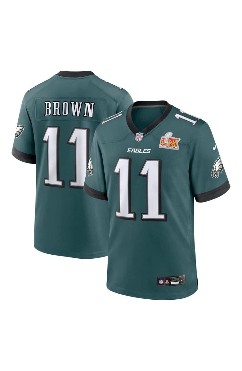 Nike Men's Nike A.J. Brown Midnight Green Philadelphia Eagles Super Bowl LIX Game Player Jersey, Alternate, color, 