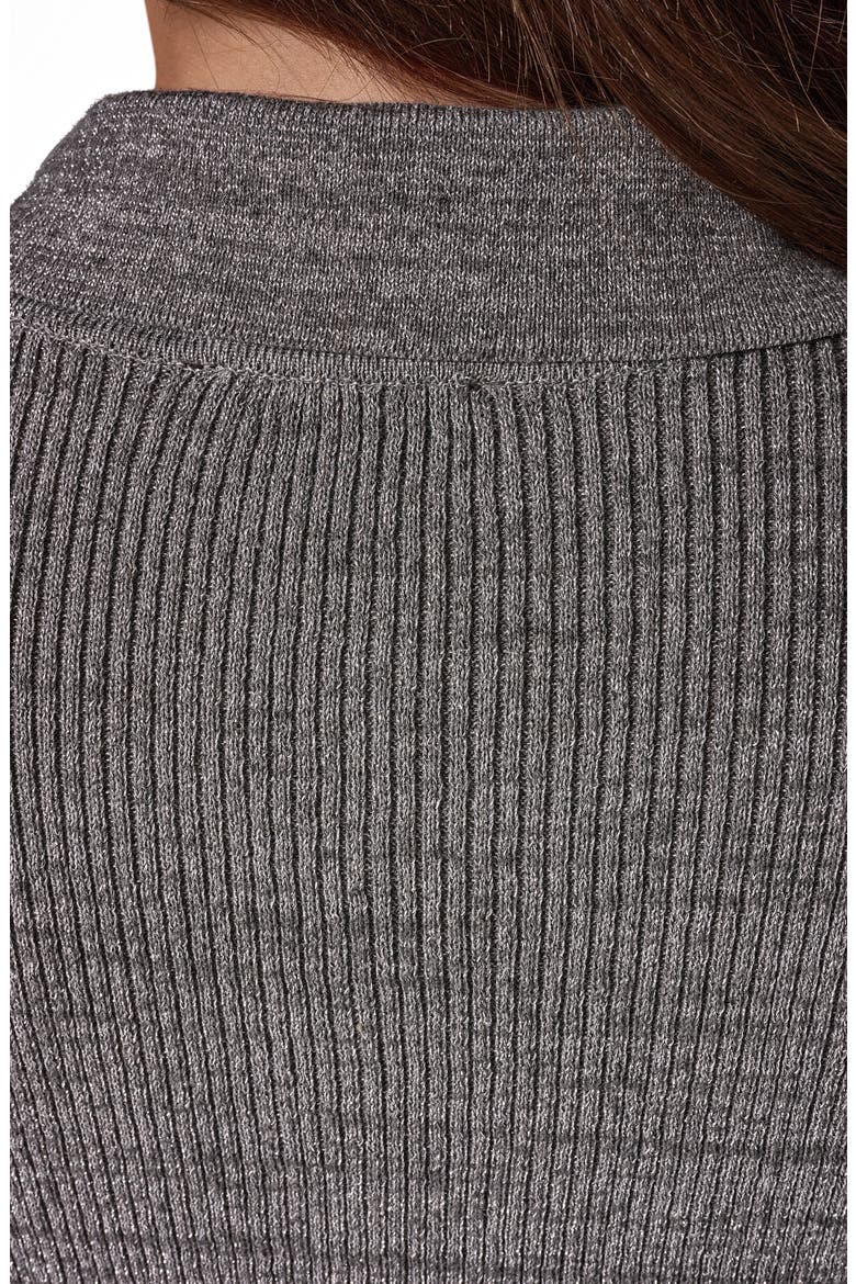 Metallic Rib Polo Sweater, Alternate, color, GREY/ SILVE