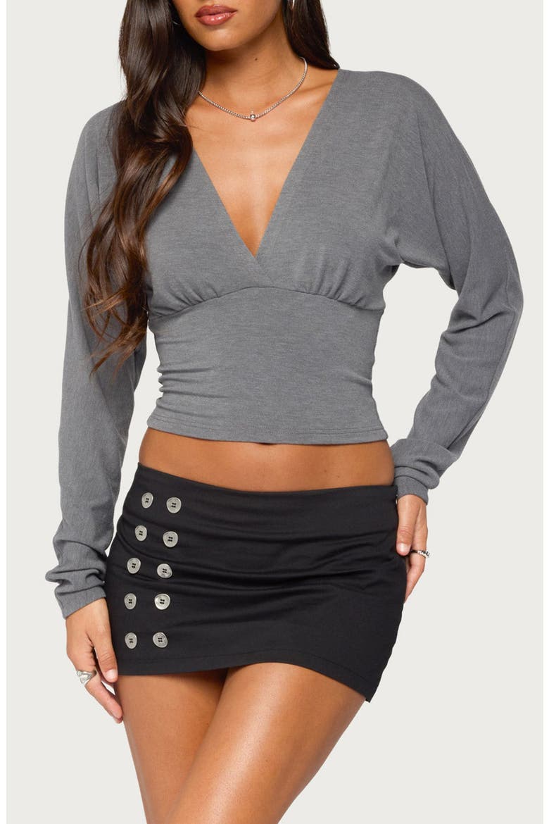 Gilla V-Neck Long Sleeve Top, Main, color, DARK-GRAY-MELANGE