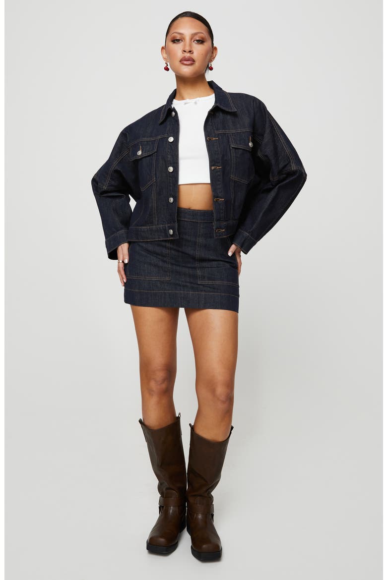 Hughes Boxy Crop Denim Jacket, Alternate, color, DARK BLUE