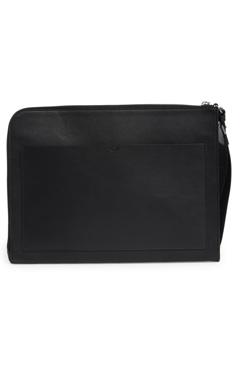 Off-White Quote Leather Pouch, Alternate, color, Black And White