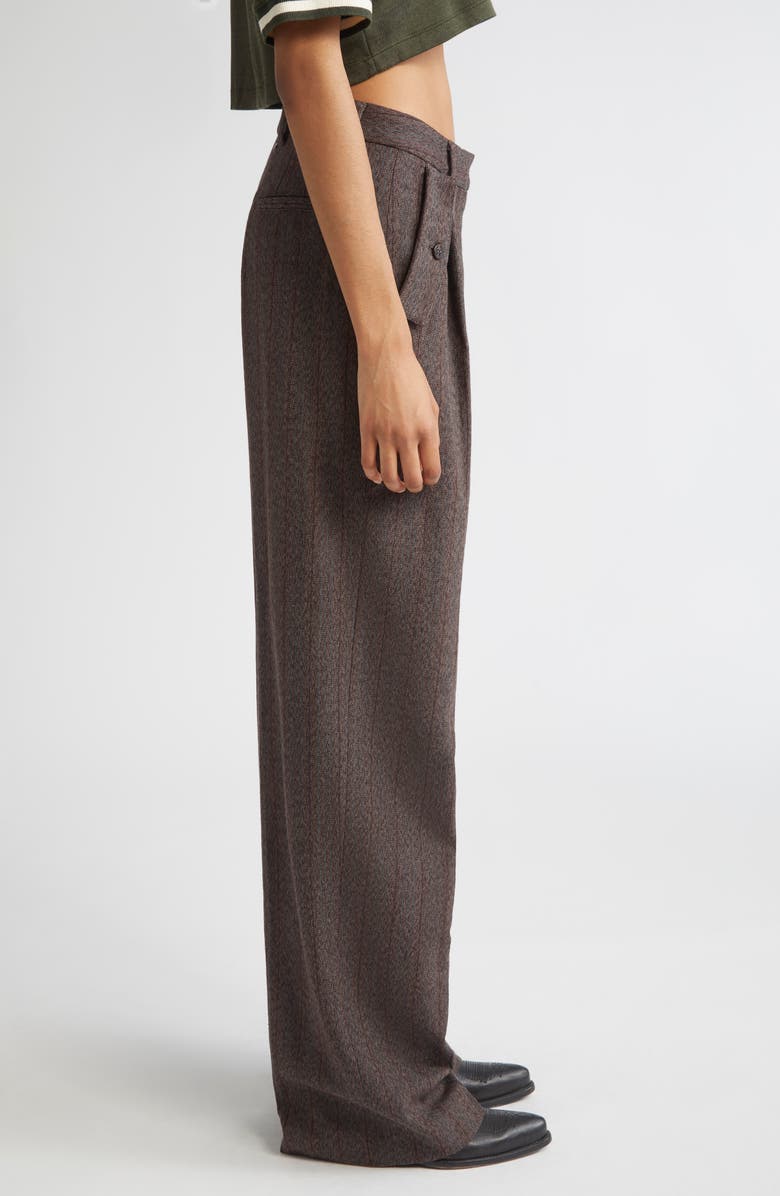 Golden Goose Journey Pinstripe Pleated Wool Wide Leg Pants, Alternate, color, Cocoa Brown/ Turquoise