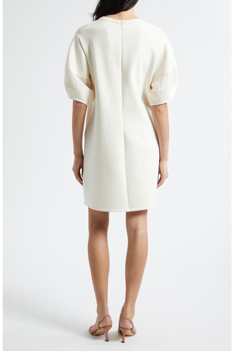 Vanilla Mixed Media Cotton Blend Double Jersey Dress, Alternate, color, IVORY