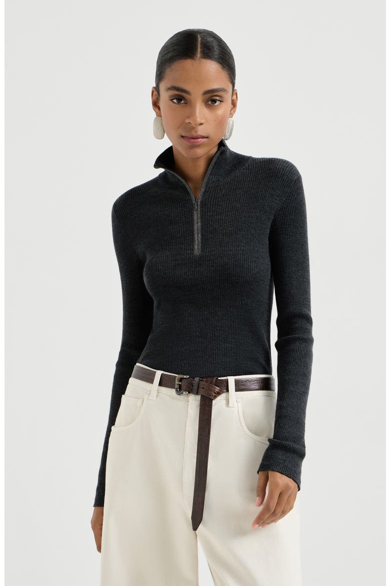 Virgin wool and cashmere sweater, Main, color, Anthracite