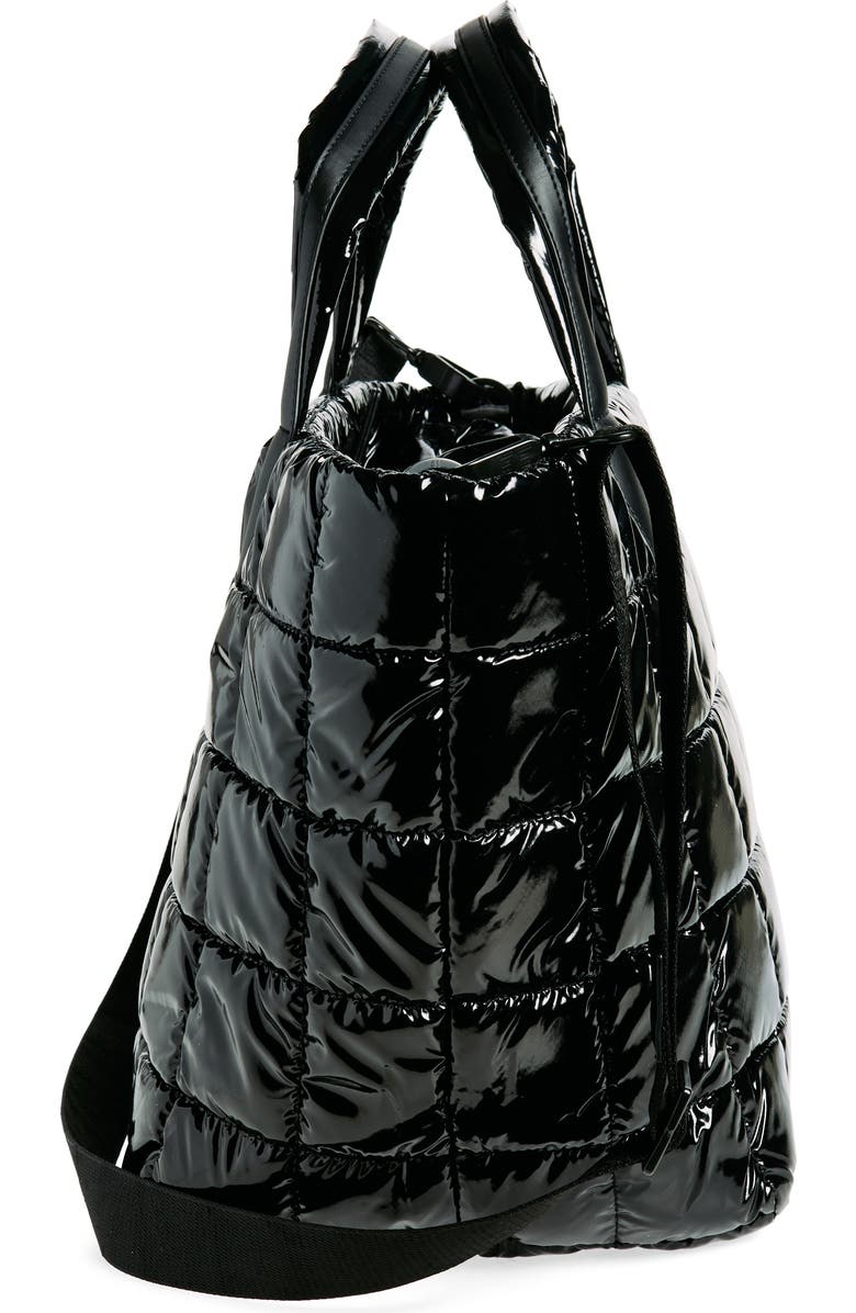 VeeCollective Medium Porter Water Repellent Quilted Recycled Nylon Tote, Alternate, color, Black Vinyl