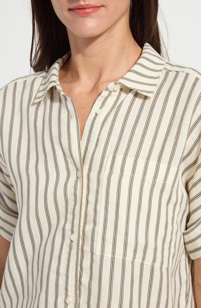 Lysse Adley Stripe Linen Button-Up Shirt, Alternate, color,