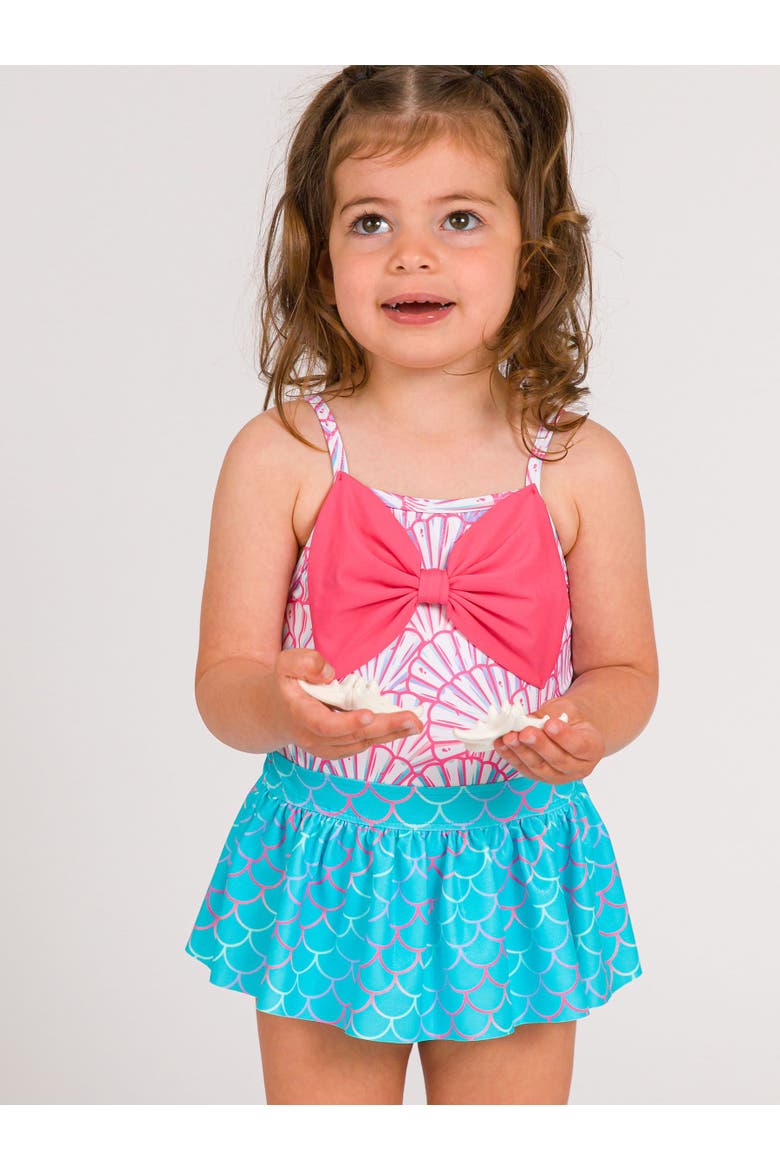 Toddler Girls UPF50+ Big Bow Skirted One Piece, Alternate, color, Pink Magical Mermaids