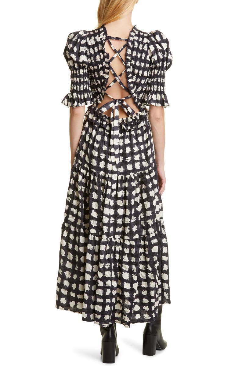 Sea Ginger Gingham Smocked Cotton Dress, Alternate, color, 