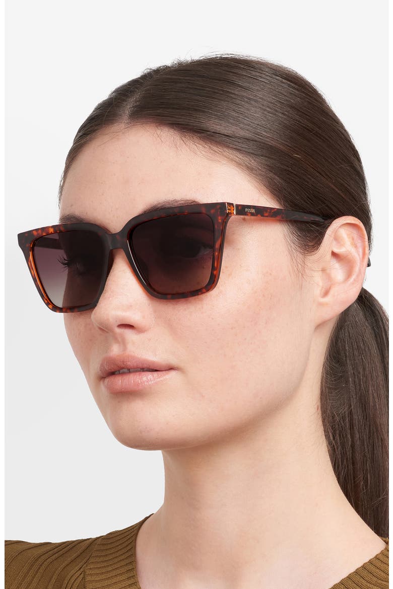 56mm Square Sunglasses, Alternate, color, HAVANA