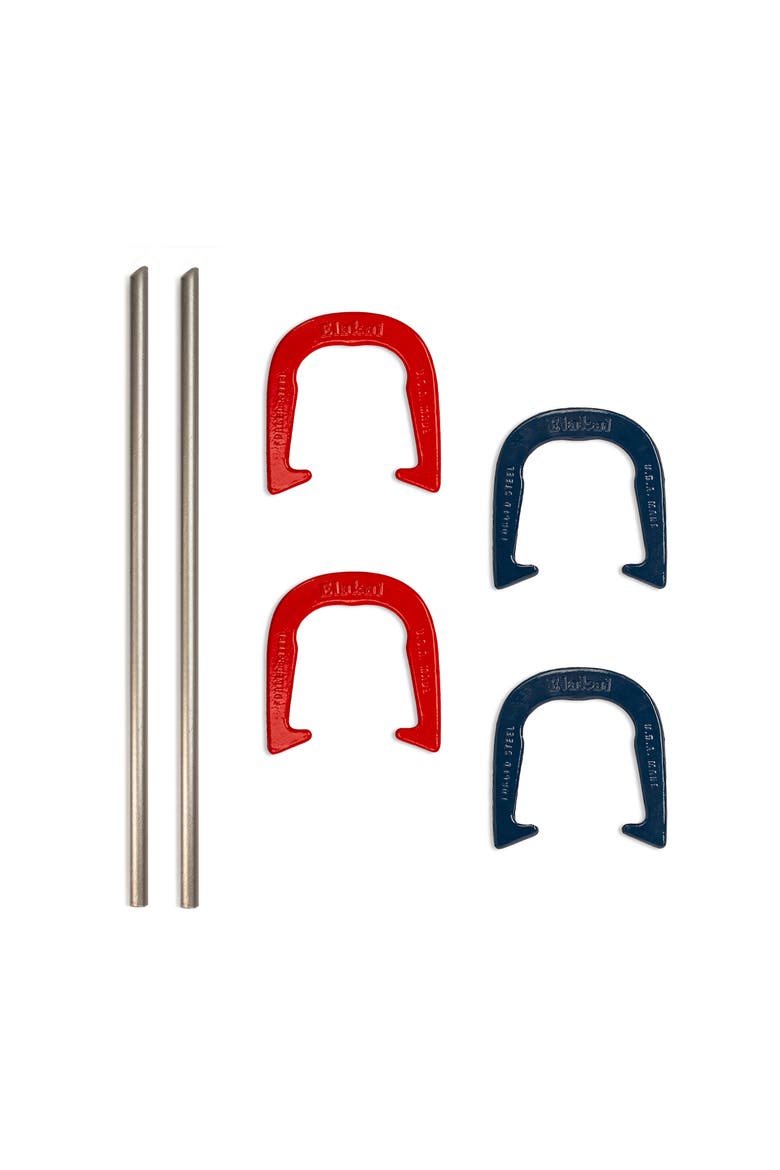 Forged Steel Outlander Horseshoe Set, Alternate, color, Blue Red