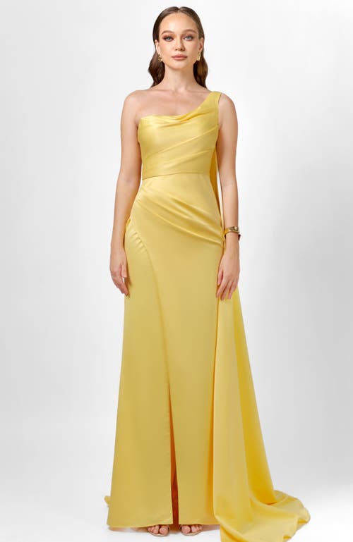 Bariano Davina One Shoulder Gown In Yellow