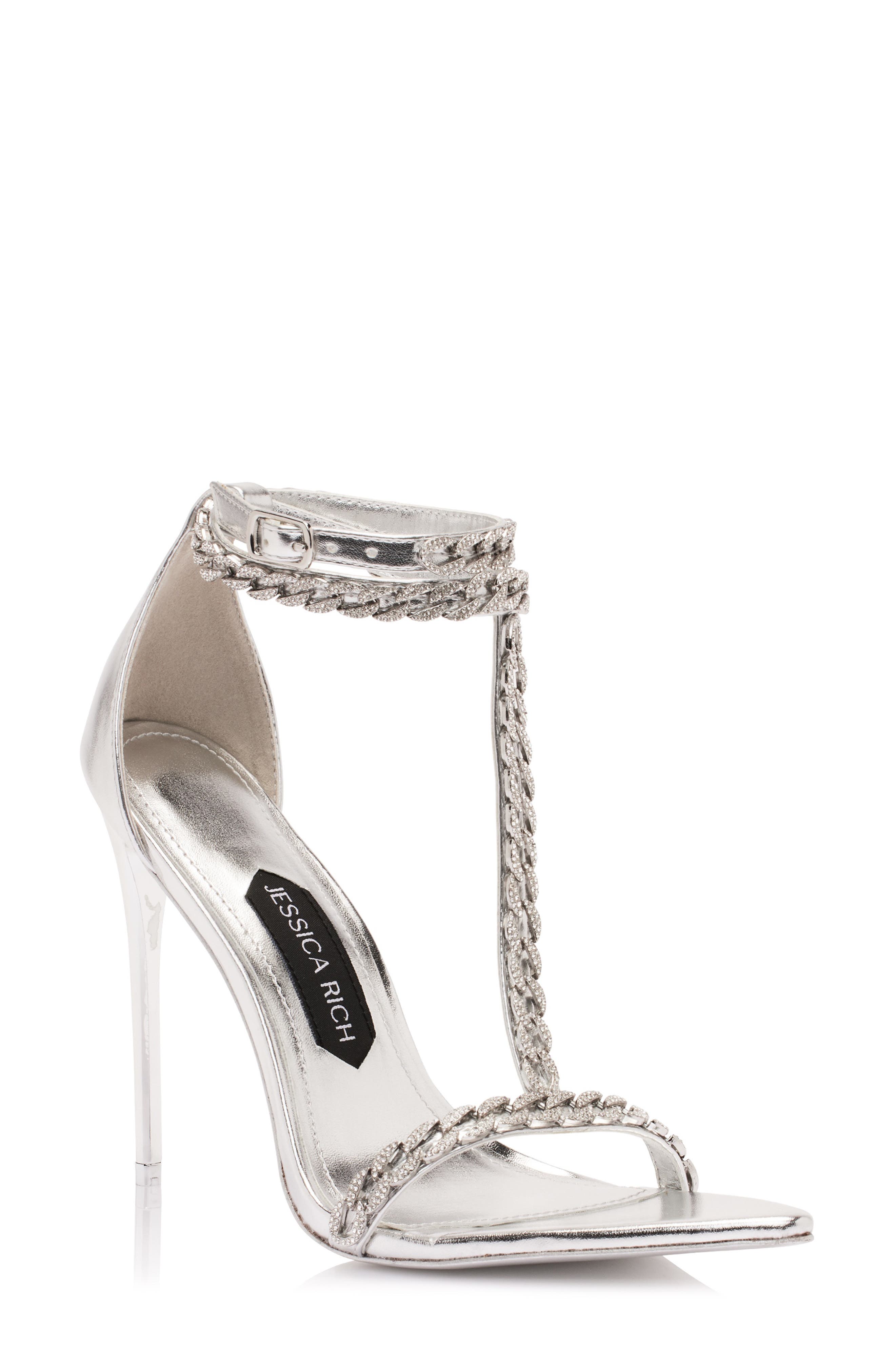 Luxe T-Strap Sandal, Main, color, SILVER