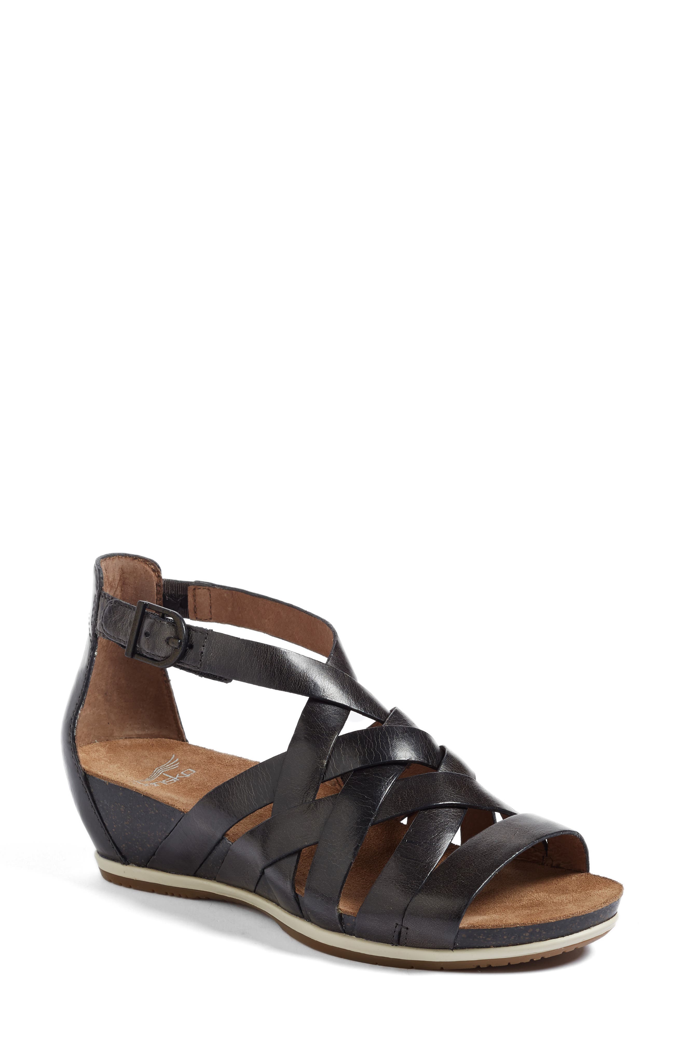 Vivian Gladiator Sandal, Main, color, GRAPHITE LEATHER