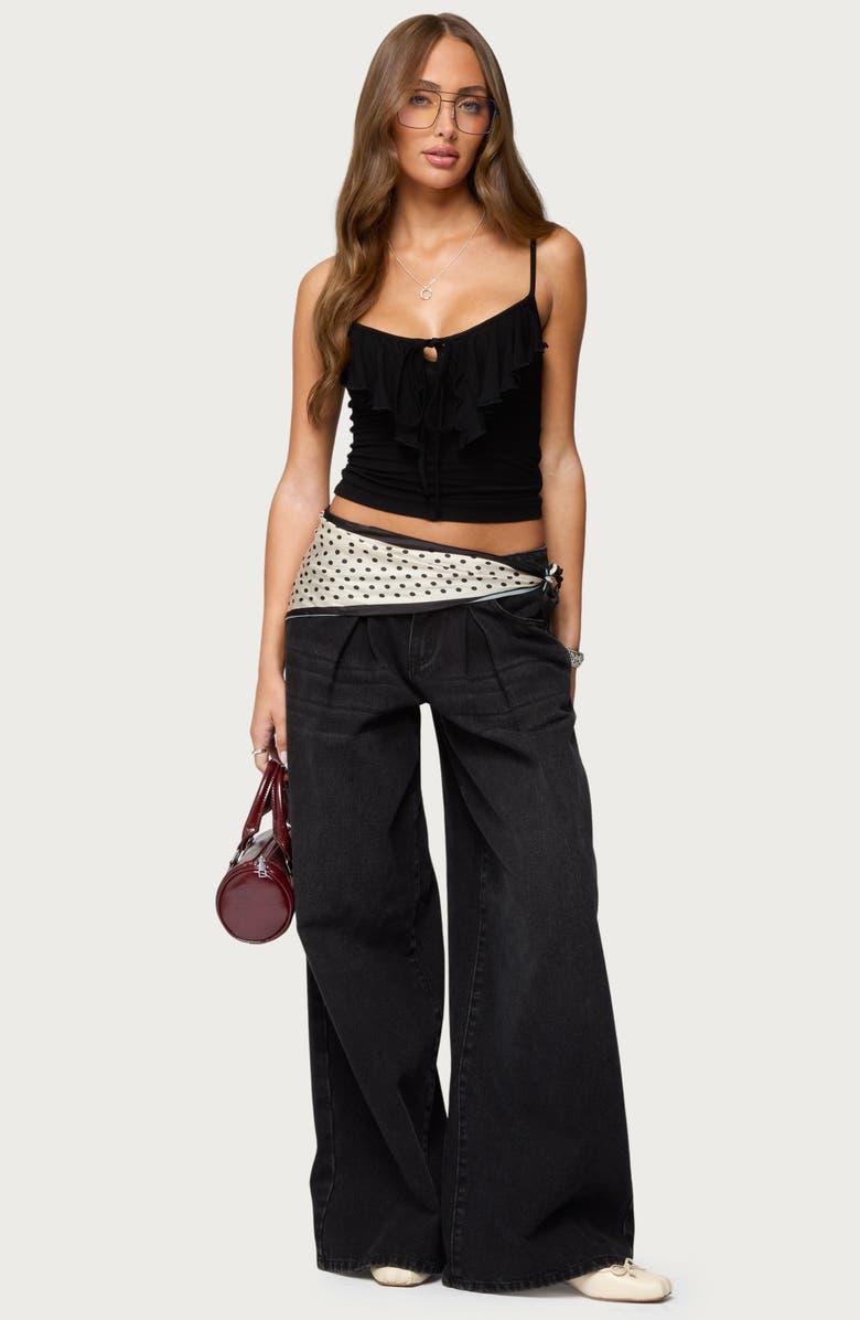 EDIKTED Jezebel Ruffle Camisole, Alternate, color, Black