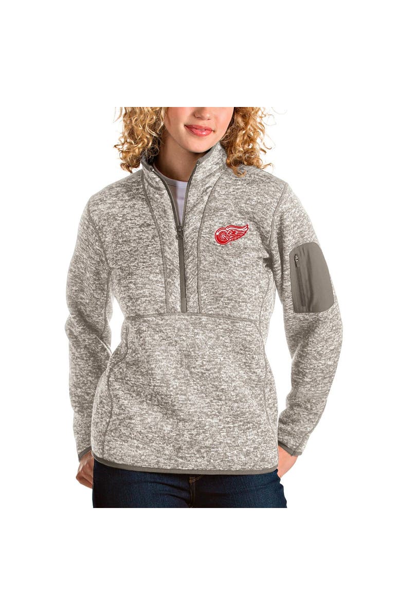 ANTIGUA Women's Antigua Oatmeal Detroit Red Wings Fortune Half-Zip Sweatshirt, Alternate, color, Oatmeal