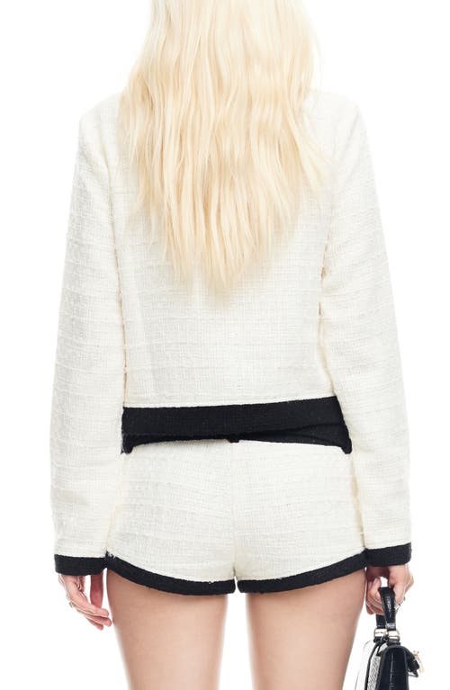 Lioness Riviera Contrast Trim Tweed Jacket In Neutral