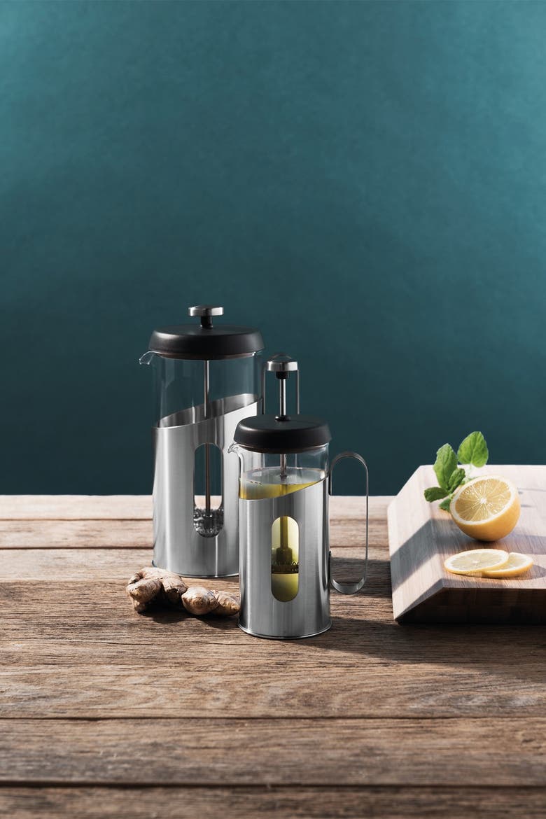 Black Essentials Coffee & Tea 0.63 Quart French Press, Alternate, color, GREY/SILVER