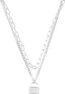 Adornia Pavé Lock Layered Necklace