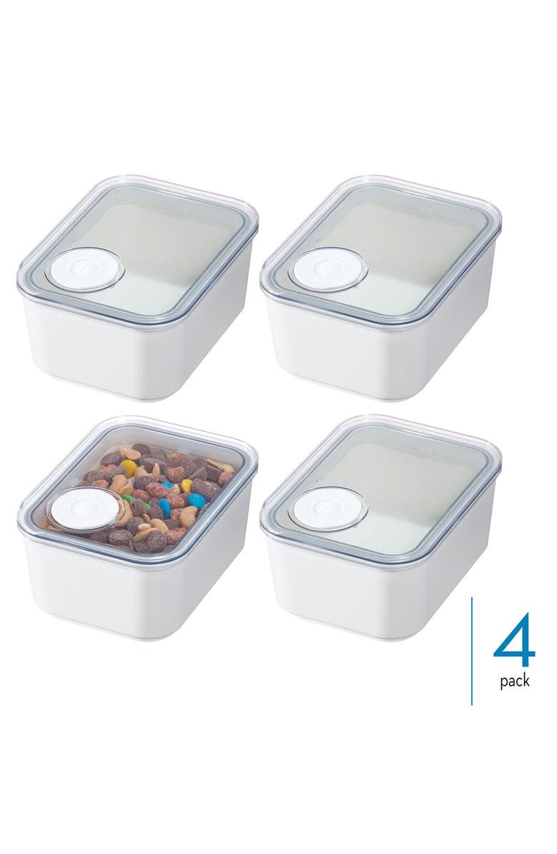 iDesign Small Canister with Removable Pour Cap - Set of 4 - White, Alternate, color, White/Clear
