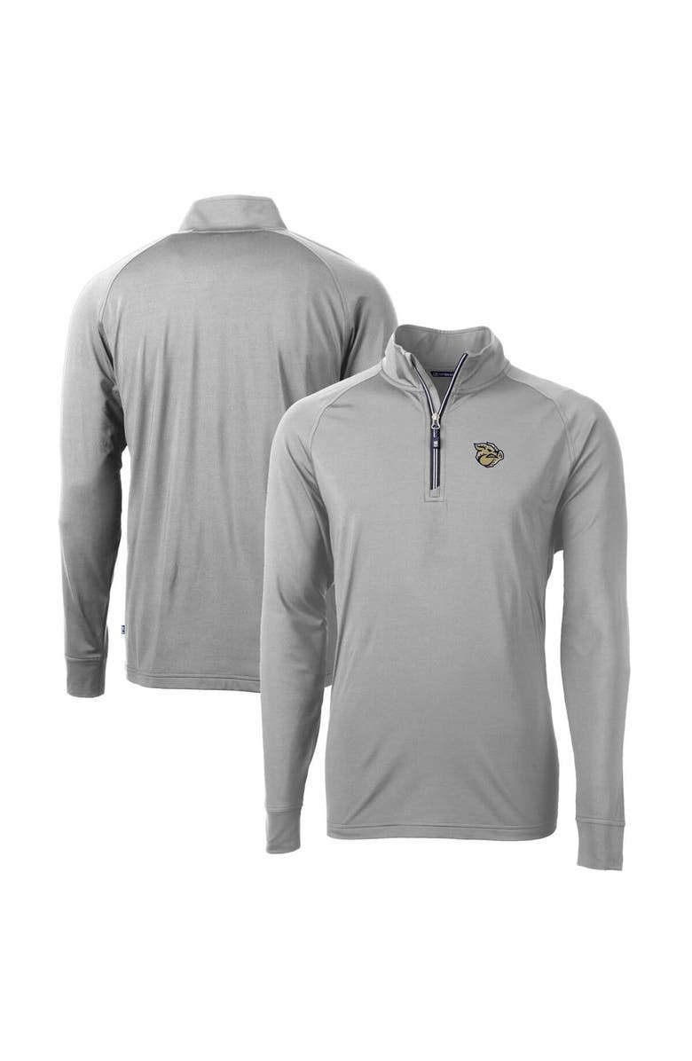 Cutter & Buck Men's Cutter & Buck  Gray Lehigh Valley IronPigs Adapt Eco Knit Stretch Recycled Quarter-Zip Pullover, Main, color, 