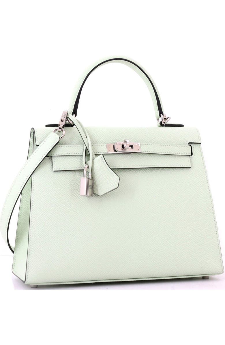 Pre-Owned Hermes Kelly Handbag Green Epsom with Palladium Hardware 25, Alternate, color,
