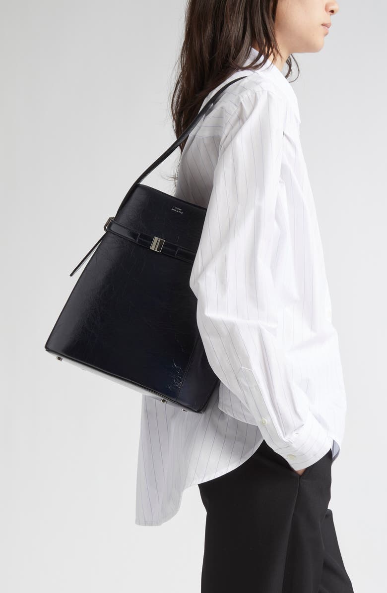 TOTEME Belted Leather Bucket Shoulder Bag, Alternate, color,