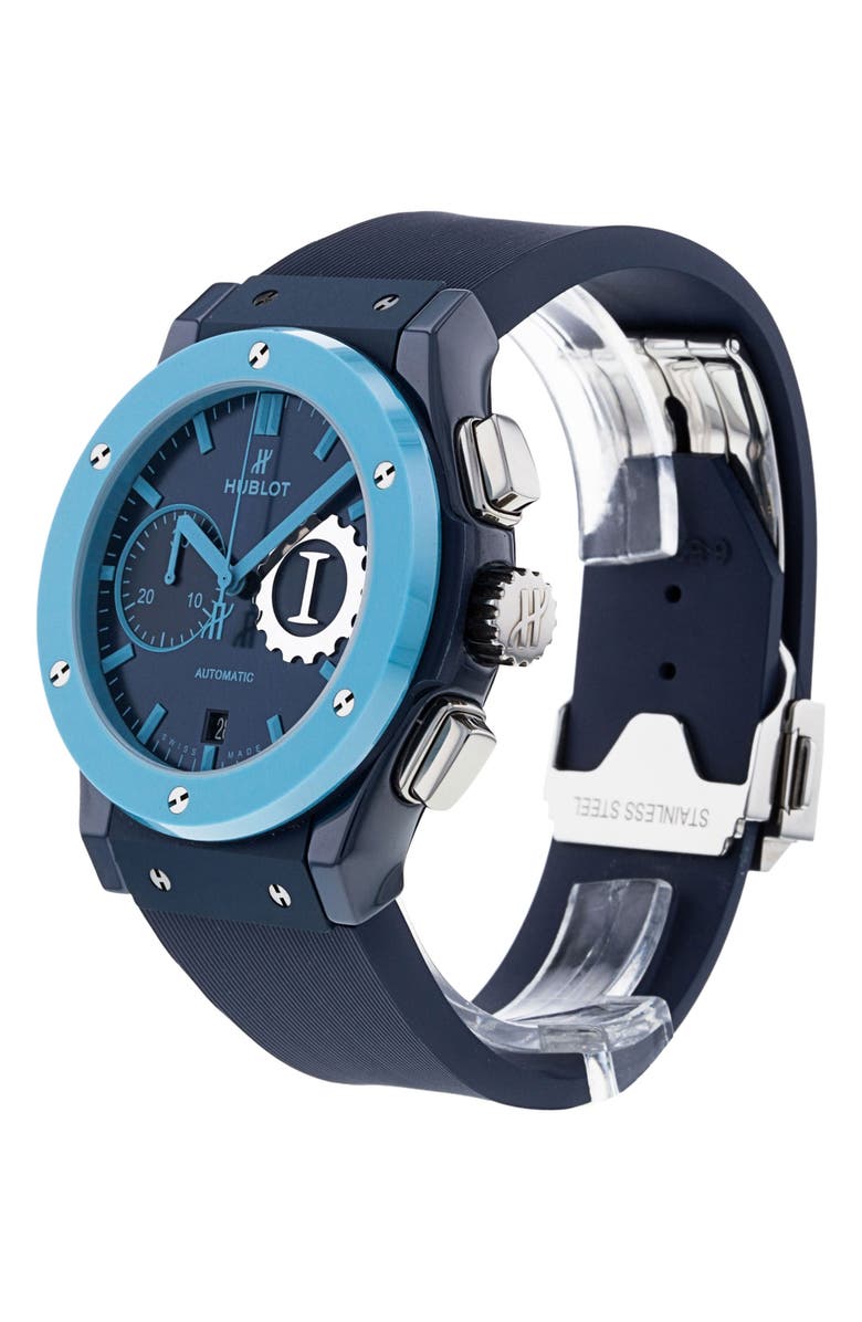 Watchfinder & Co. Hublot Preowned 2020 Classic Fusion 521.EX.7170.RX.GIT19 Chronograph Rubber Strap Watch, 45mm, Alternate, color, Blue