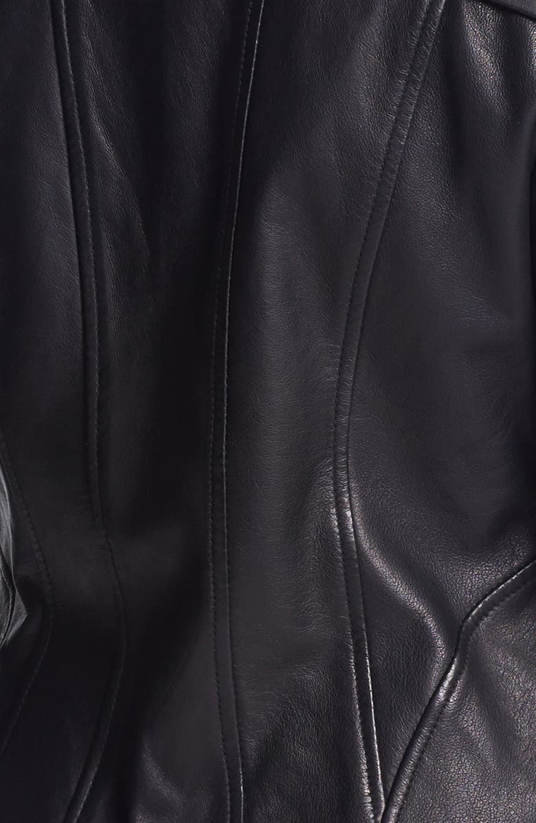 LAMARQUE Funnel Neck Leather Jacket, Alternate, color, 