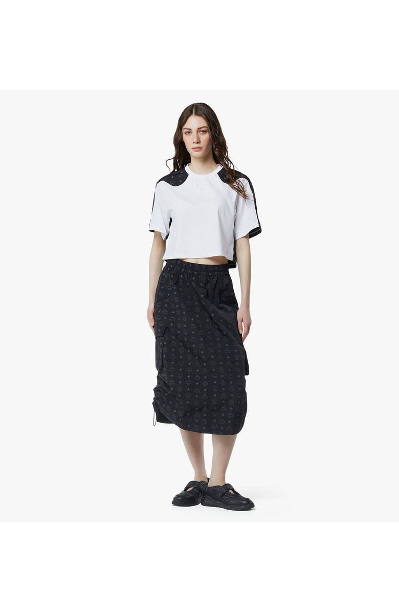 MCM Monogram Midi Skirt in Recycled Nylon, Alternate, color, Black