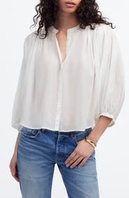 Madewell Shirred Voile Button-Up Top