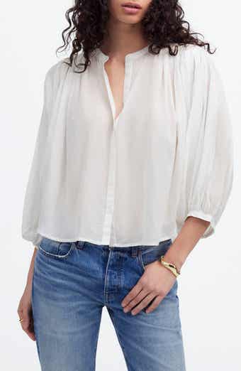 Madewell Shirred Voile Button-Up Top