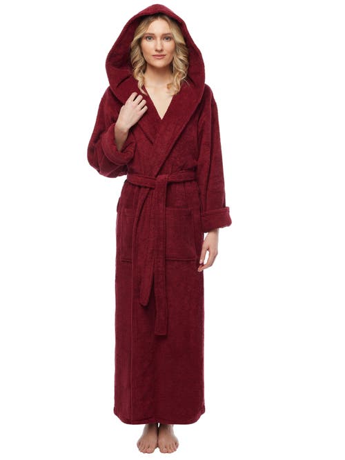Arus Womens Gots Certified Oganic Cotton Long Hooded Robe In Brown