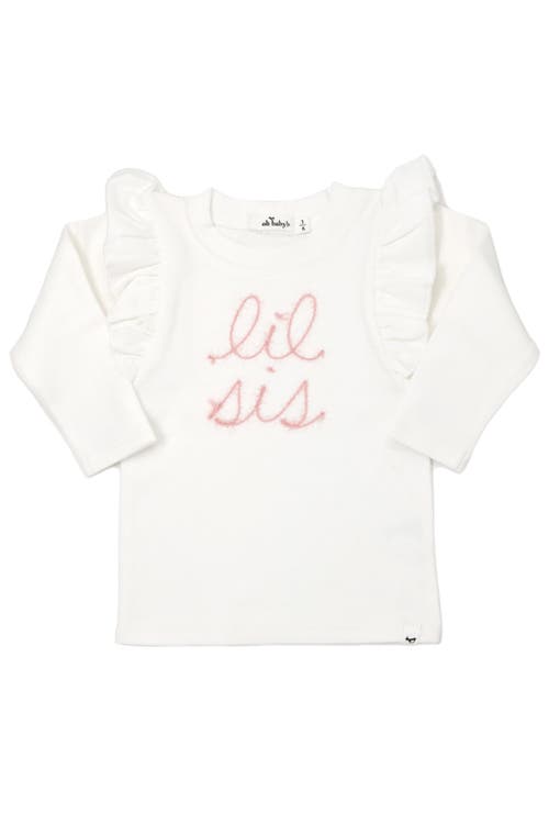 oh baby! "lil sis" Pink Eyelash Millie Long Sleeve Tee in Cream  product