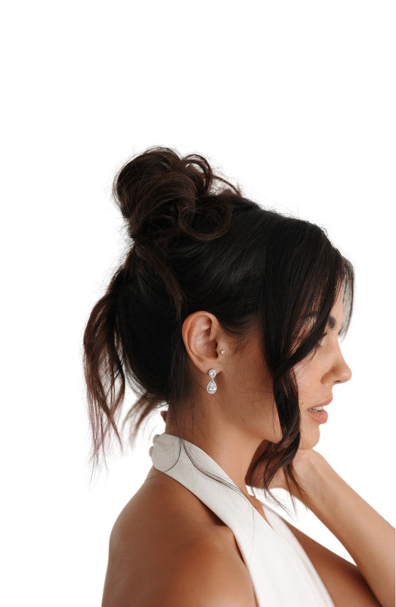 Untamed Petals Aspen Crystal Drop Earrings, Alternate, color, Silver