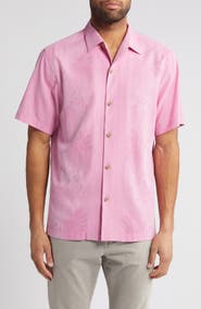 Tommy Bahama Bali Border Floral Jacquard Short Sleeve Silk Button-Up Shirt