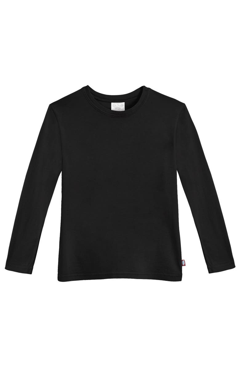 CITY THREADS Long Sleeve Soft Cotton Jersey T-Shirt - Made in USA, Alternate, color, Black