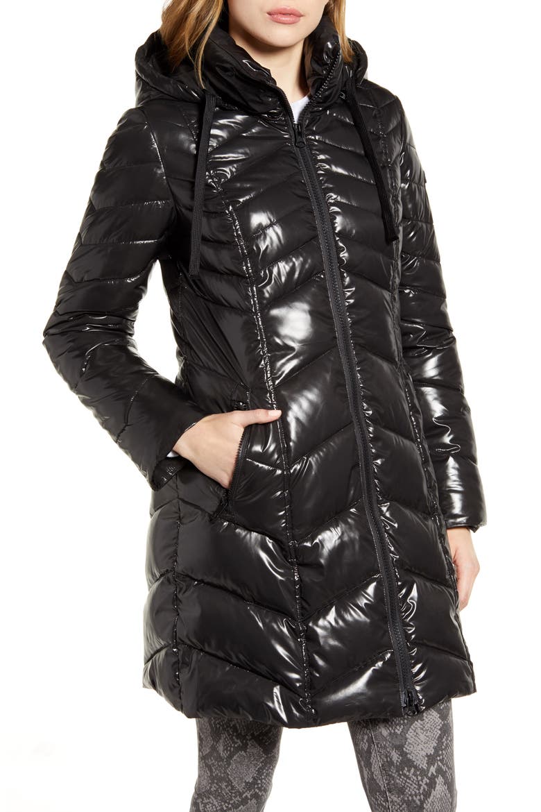Hooded Puffer Jacket, Main, color, BLACK