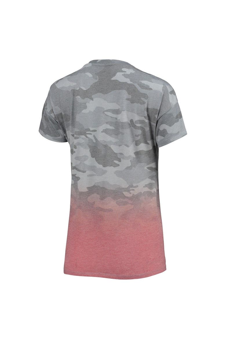 Juniors Gray/Red Tampa Bay Buccaneers Beth Camo Dip-Dye T-Shirt, Alternate, color, Gray