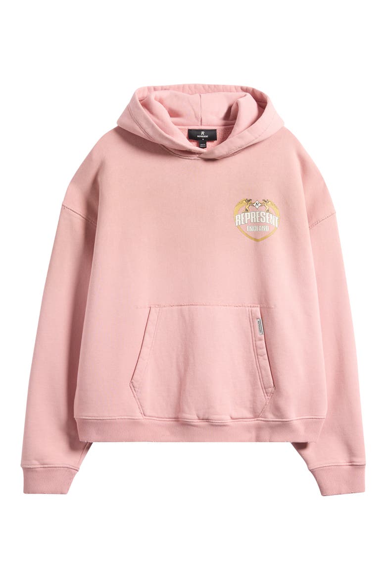 Oversize Distressed Angel Border Graphic Hoodie, Alternate, color, QUARTZ