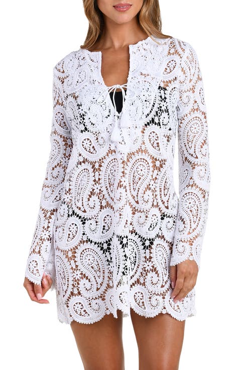 Ansley Paisley Long Sleeve Cover-Up Dress