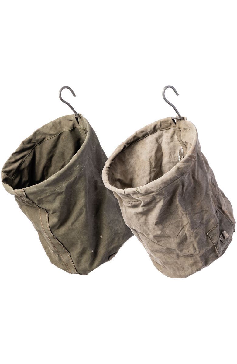 PUEBCO Vintage Tent Fabric Hook Basket, Alternate, color, Olive