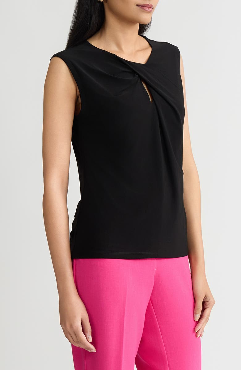 KASPER Keyhole Twist Neck Cap Sleeve Top, Alternate, color, Black